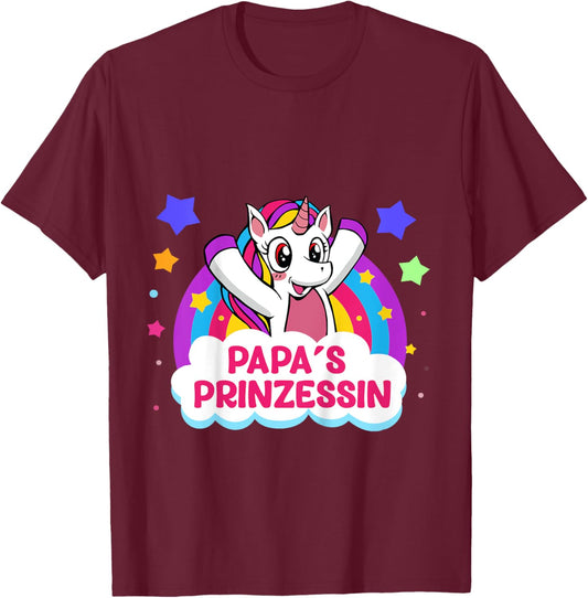 Mädchen Vater Papa Tochter Einhorn Papa Prinzessin Vatertag T-Shirt - T-Shirt | Maroon