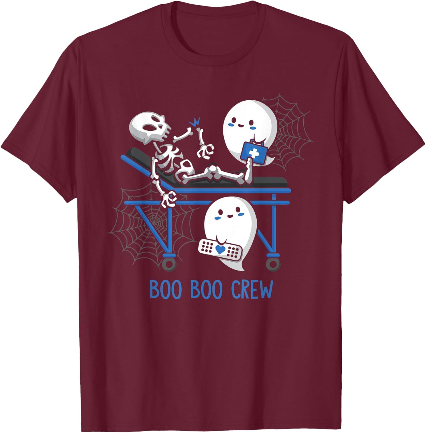 Boo Boo Crew Ghost Doctor Paramedic EMT Nurse Halloween T-Shirt - T-Shirt | Maroon