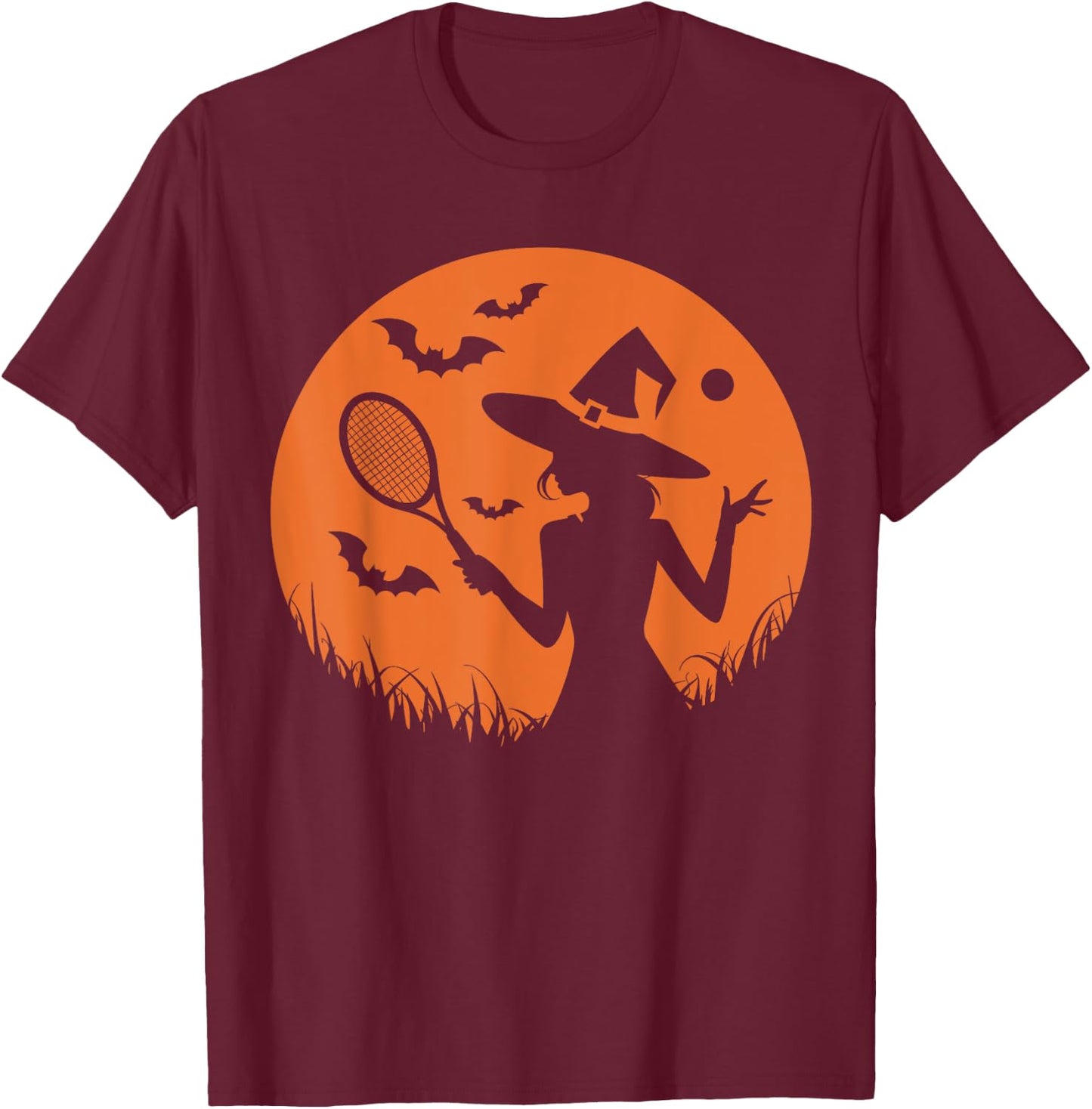 Tennis Halloween Witch Costume For Tennis Players Coaches T-Shirt - T-Shirt | Maroon