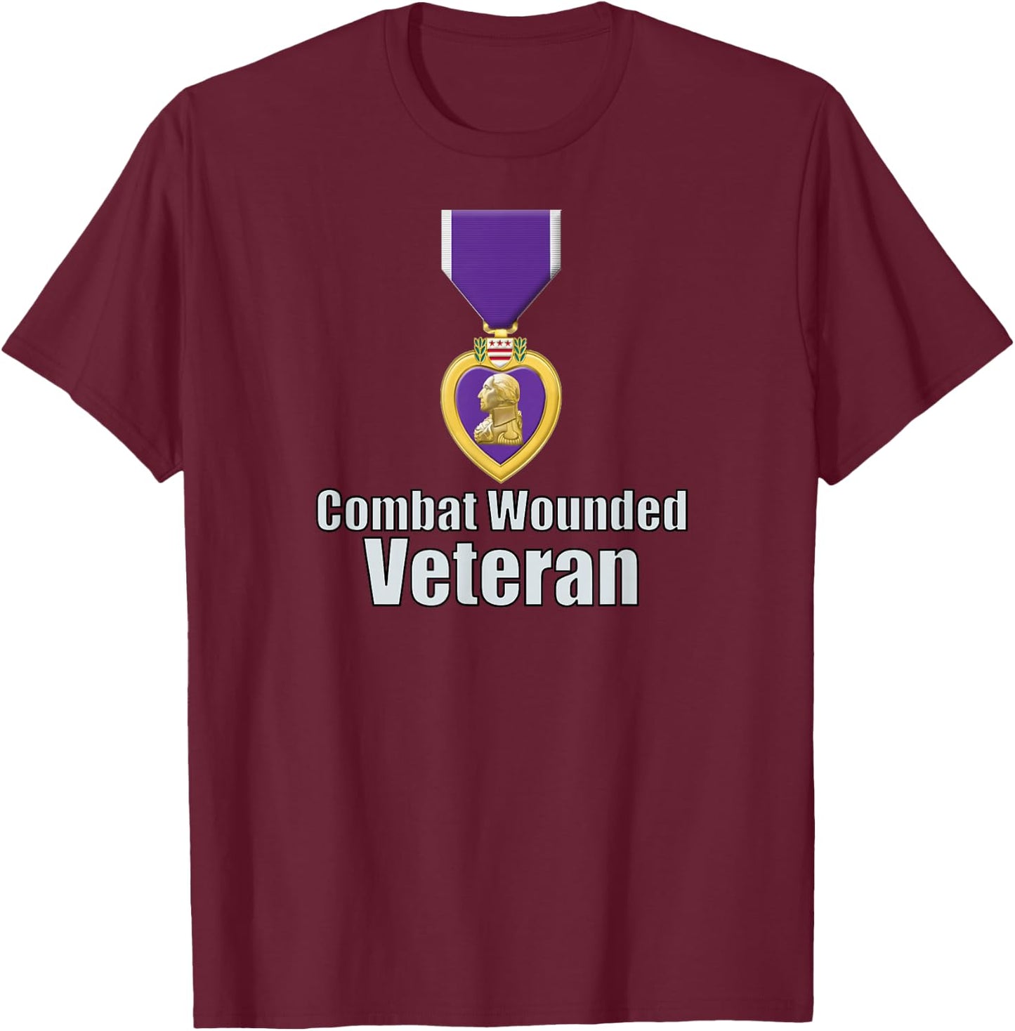 Purple Heart Combat Wounded Veteran T-Shirt - T-Shirt | Maroon