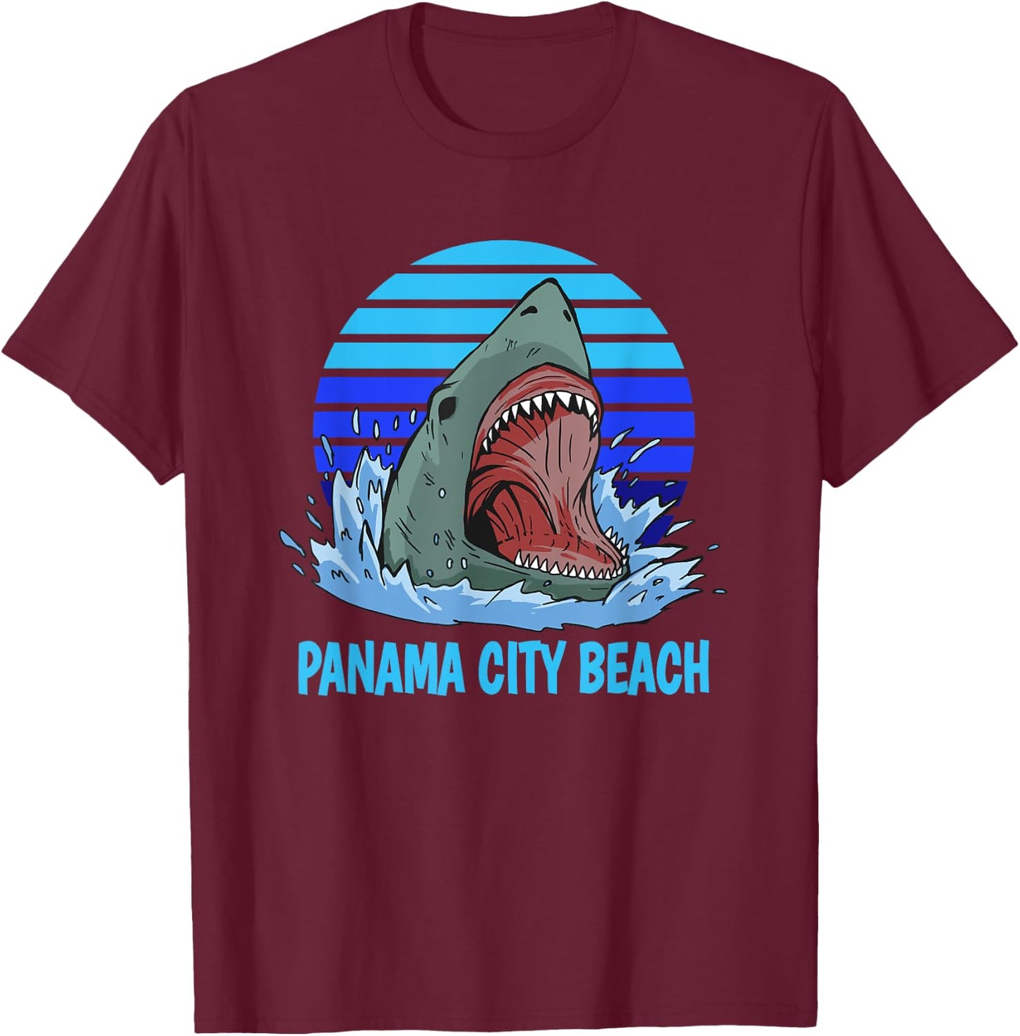 Panama City Beach Vacation Shark Theme Men Women Girls Kids T-Shirt - T-Shirt | Maroon