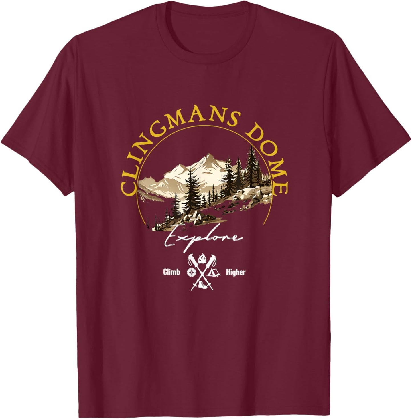 Clingmans Dome Retro Vintage Apparel Clingmans Dome Souvenir T-Shirt - T-Shirt | Maroon