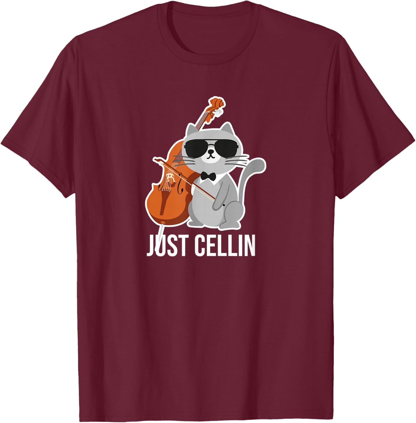 Just Cellin Cat Cello Design for Cellists Men Women Girls Kids T-Shirt - T-Shirt | Maroon
