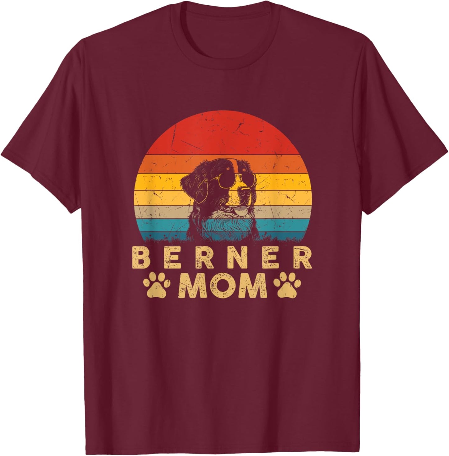 Vintage Berner Mom Dog Lovers Cute Gifts Funny Mothers Day Women Kids T-Shirt - T-Shirt | Maroon