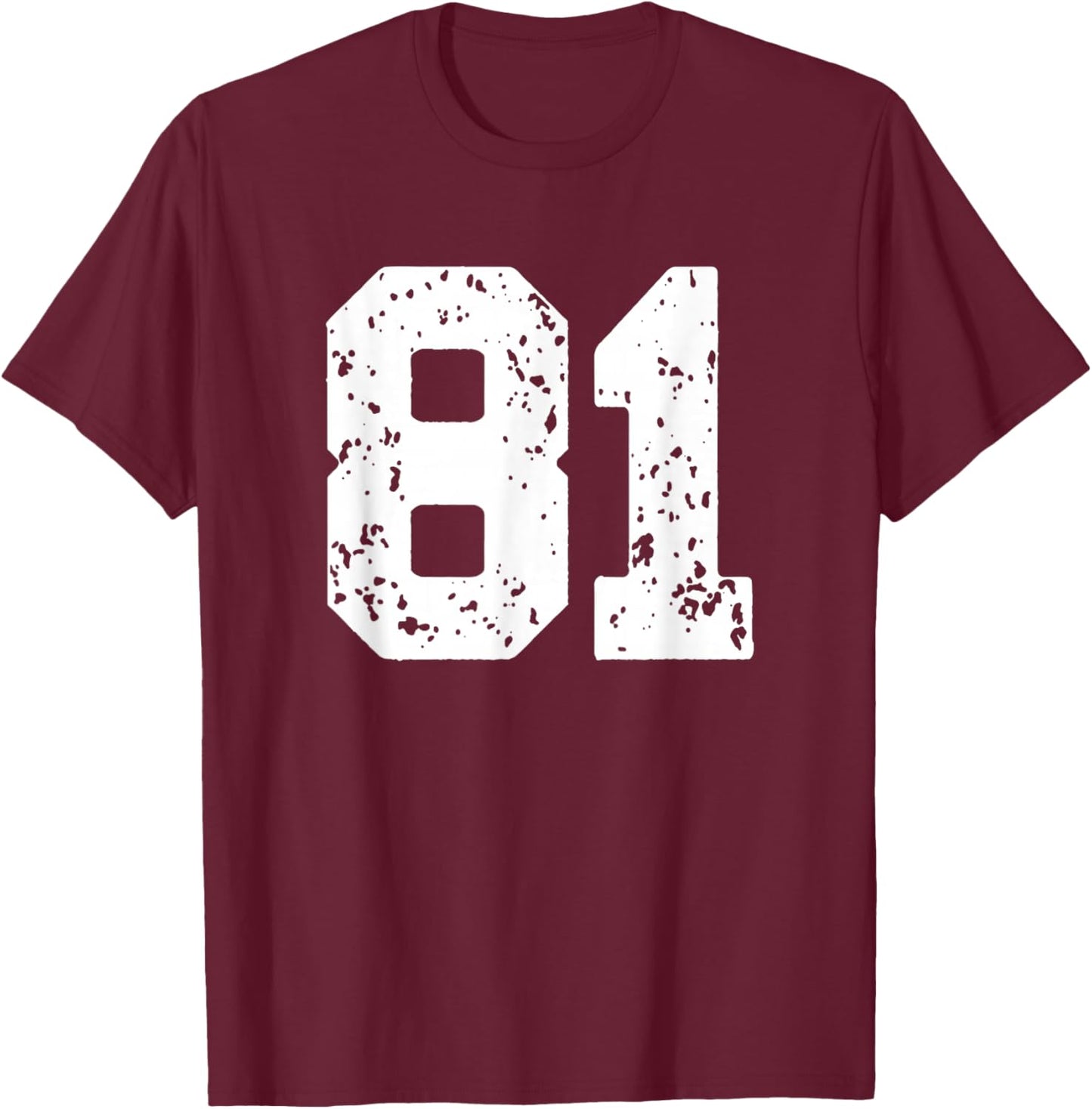 Number 81 White Best Classic College Style Birthday Funny T-Shirt - T-Shirt | Maroon