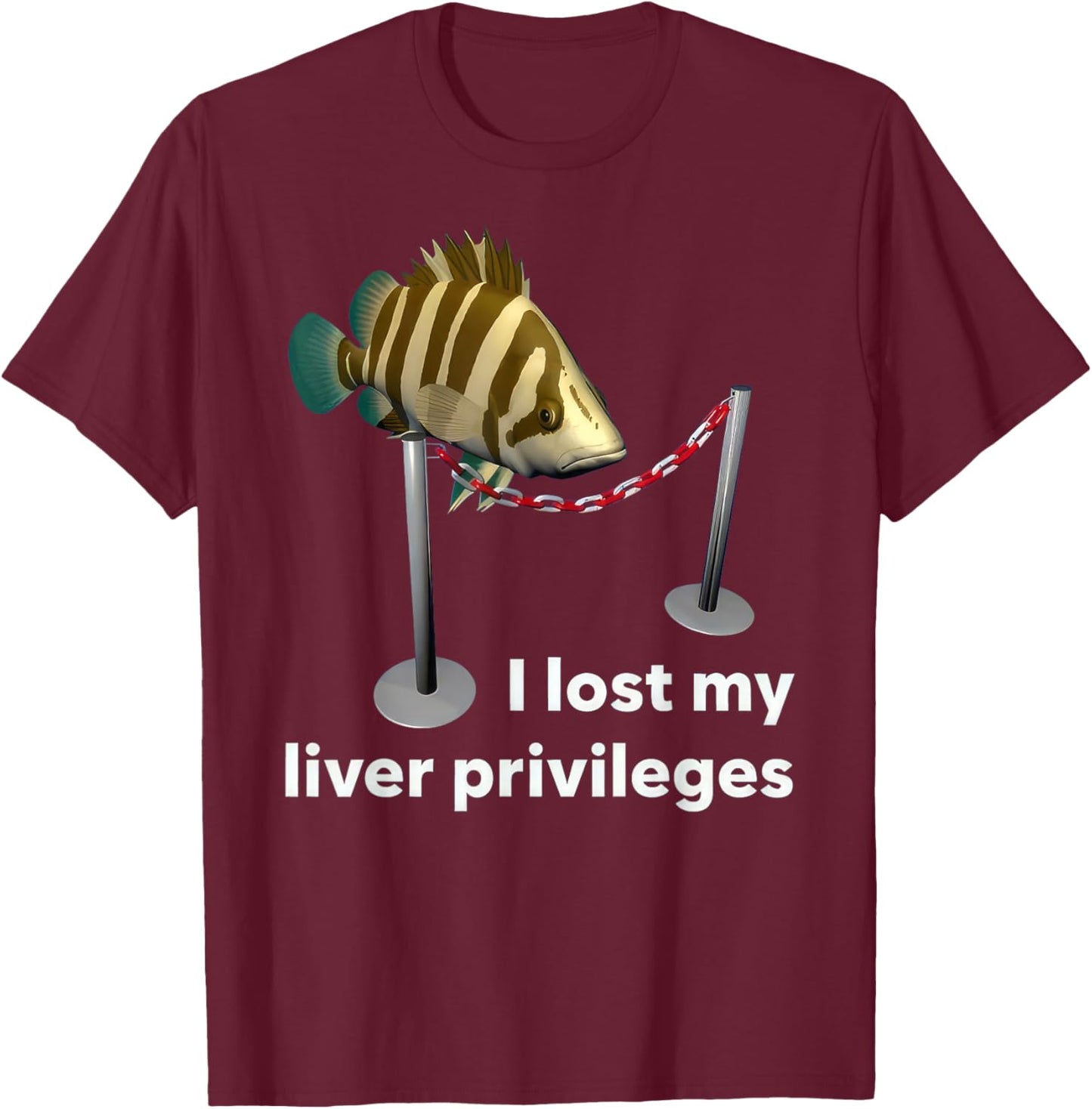 Cawffee I Lost My Liver Privileges Cursed Fish Funny Fish Meme , Small, Black T-Shirt - T-Shirt | Maroon