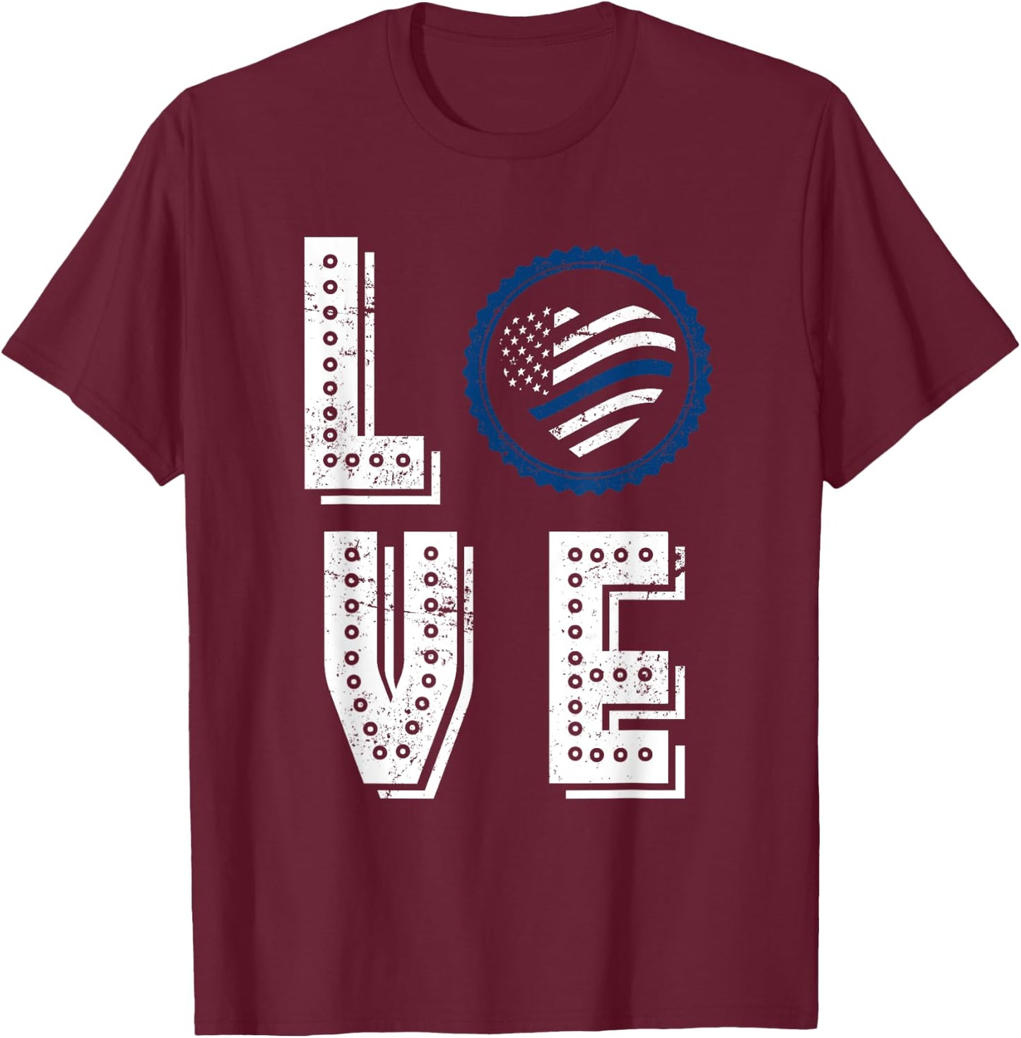 US Pride Police Officer Valentines Day Gift Police T-Shirt - T-Shirt | Maroon