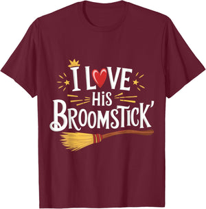 I Love His Broomstick I Love Her Pumpkins T-Shirt - T-Shirt | Maroon