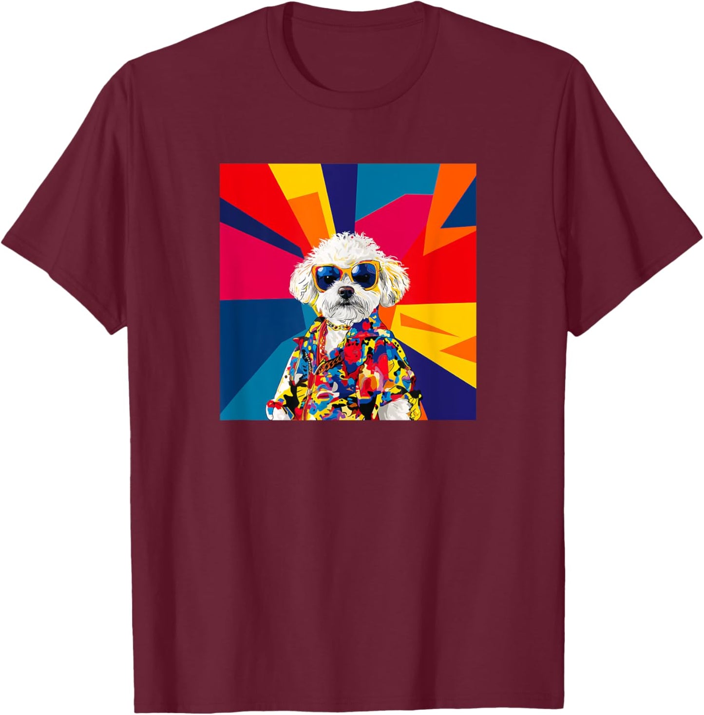 Peekapoo Dog Fashion Cute Colorful Pop Art T-Shirt - T-Shirt | Maroon