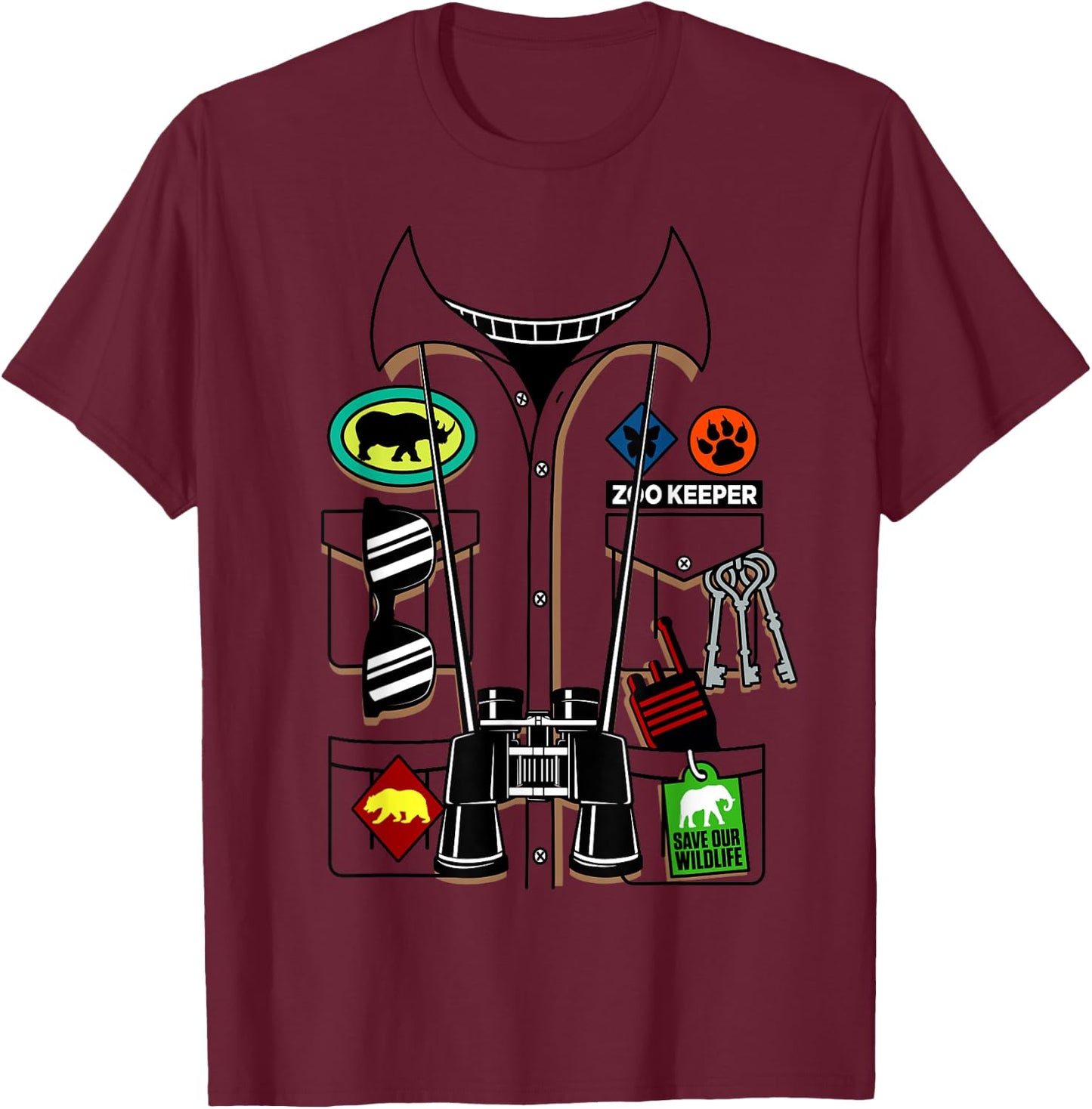 Zoo Keeper Halloween Costume DIY Jungle Safari Explorer Gift T-Shirt - T-Shirt | Maroon