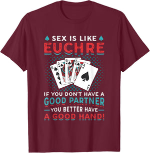 Euchre Partner Good Hand Funny Euchre Player T-Shirt - T-Shirt | Maroon