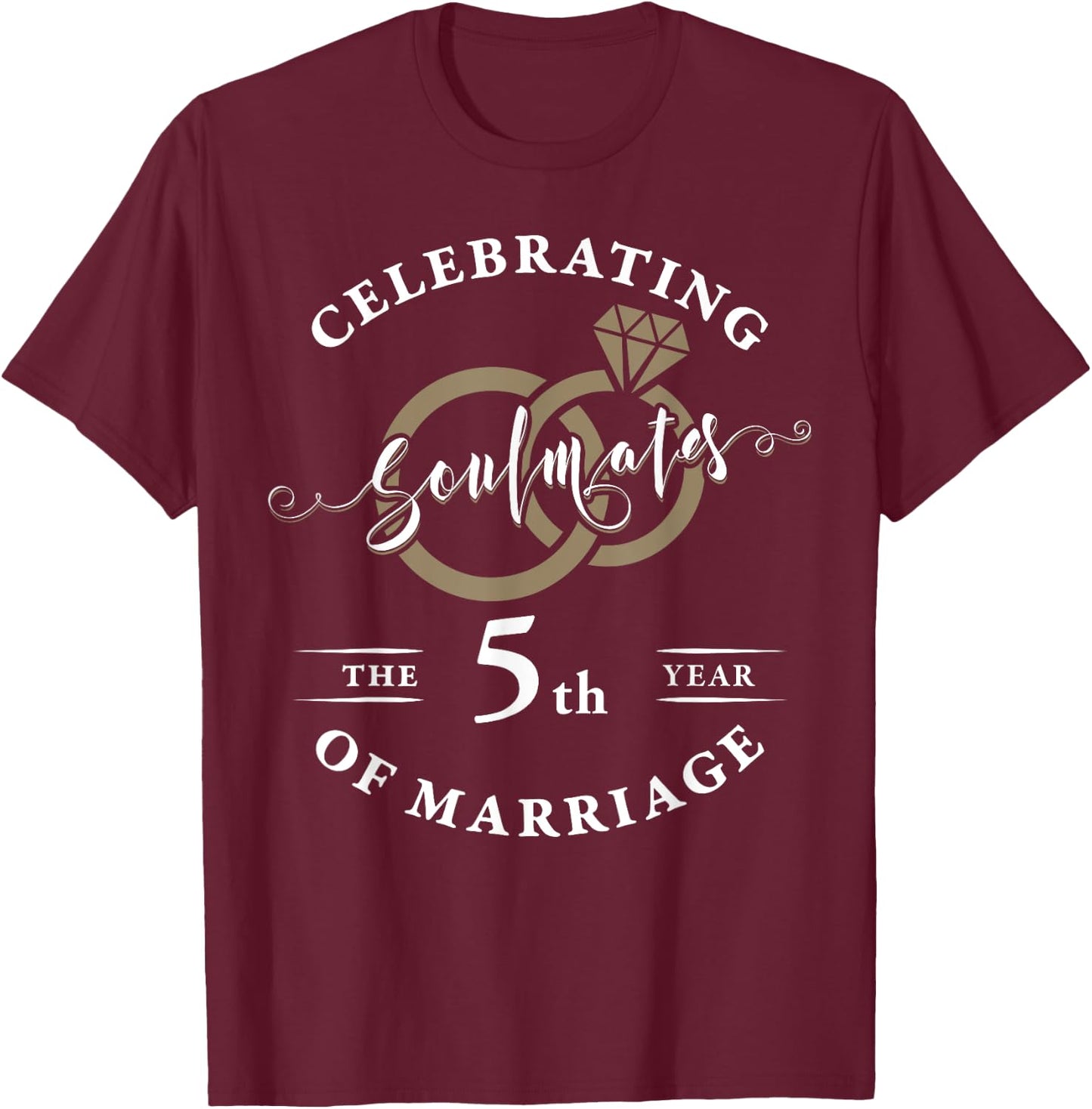 5 Year 5th Wedding Anniversary Husband Wife Couples Matching T-Shirt - T-Shirt | Maroon
