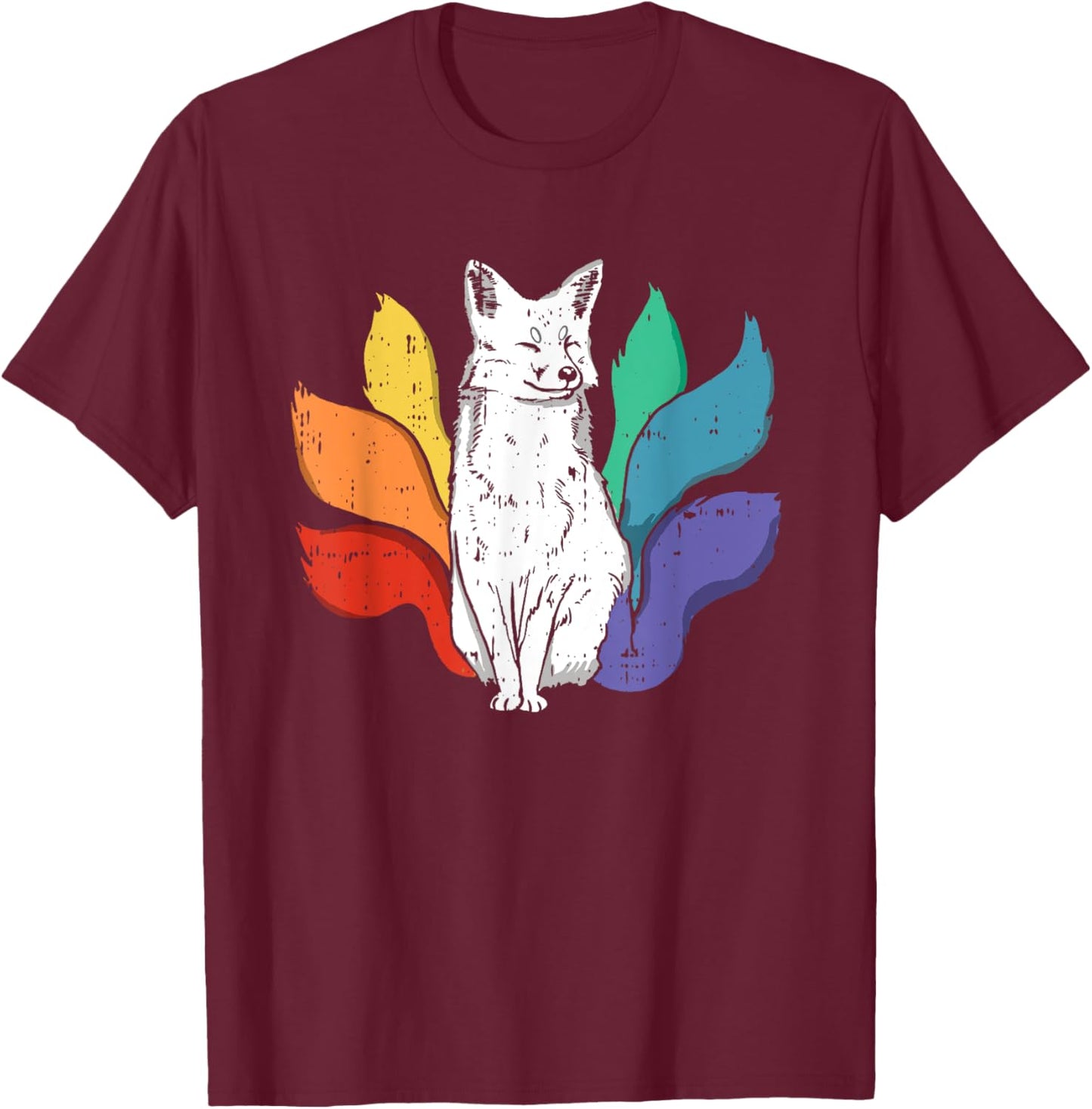 Gay Pride Fox LGBT-Q Rainbow Flag Ally Men Women T-Shirt - T-Shirt | Maroon