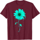 Sunflower Ovarian Cancer Awareness Teal ribbon T-Shirt - T-Shirt | Maroon