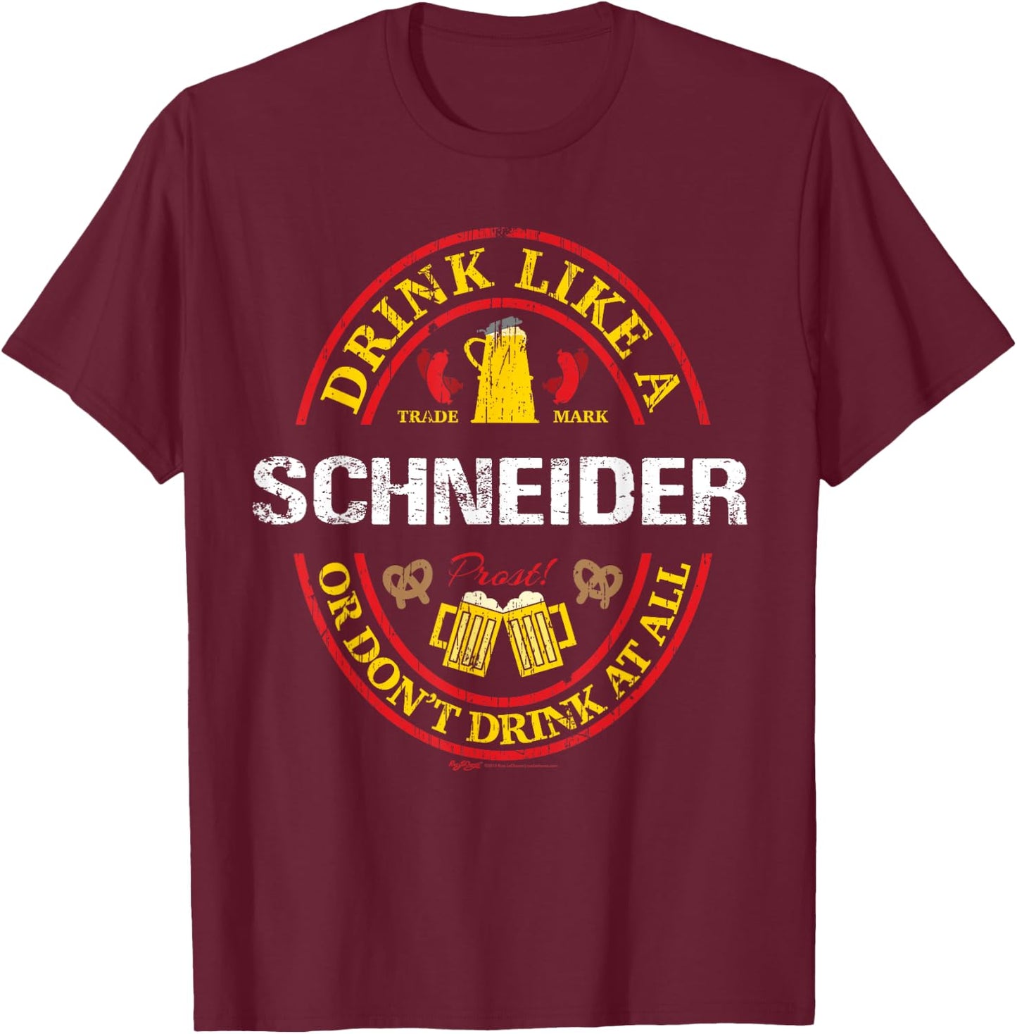 Vintage Drink Like A Schneider Oktoberfest 2021 Drinking T-Shirt - T-Shirt | Maroon