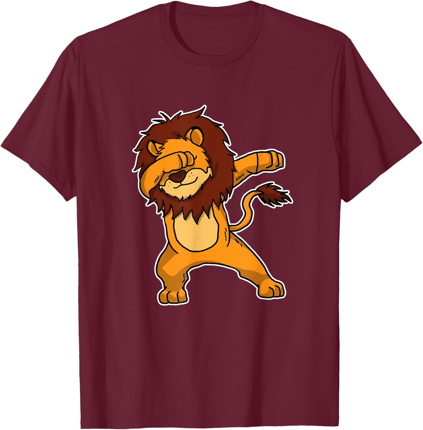 Funny Dabbing Lion Gift Kids Dab Dance T-Shirt - T-Shirt | Maroon