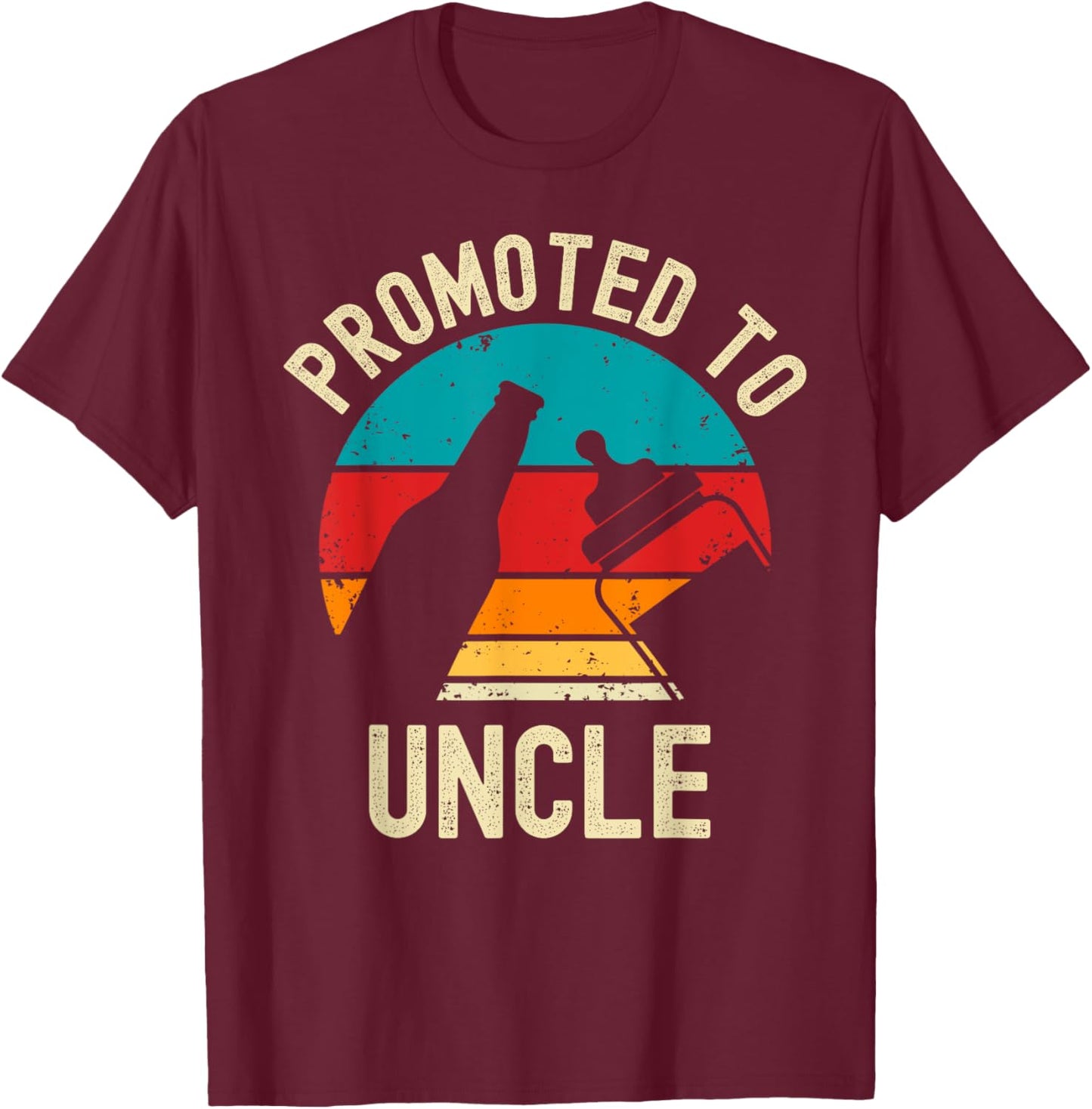 Promoted to Uncle 2024 New Baby Announcement Beer Lover T-Shirt - T-Shirt | Maroon