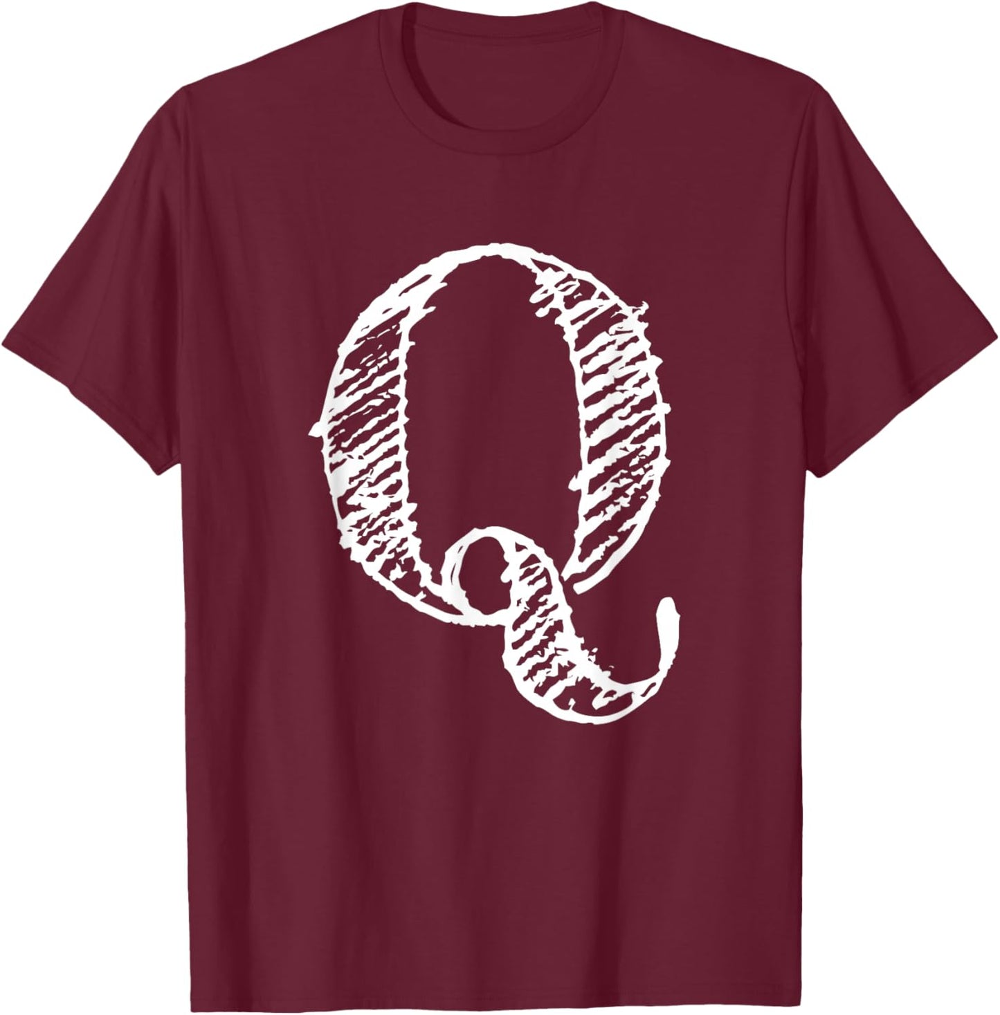 Bold Letter Q - Decorative Alphabet Big Font Capital Letter T-Shirt - T-Shirt | Maroon