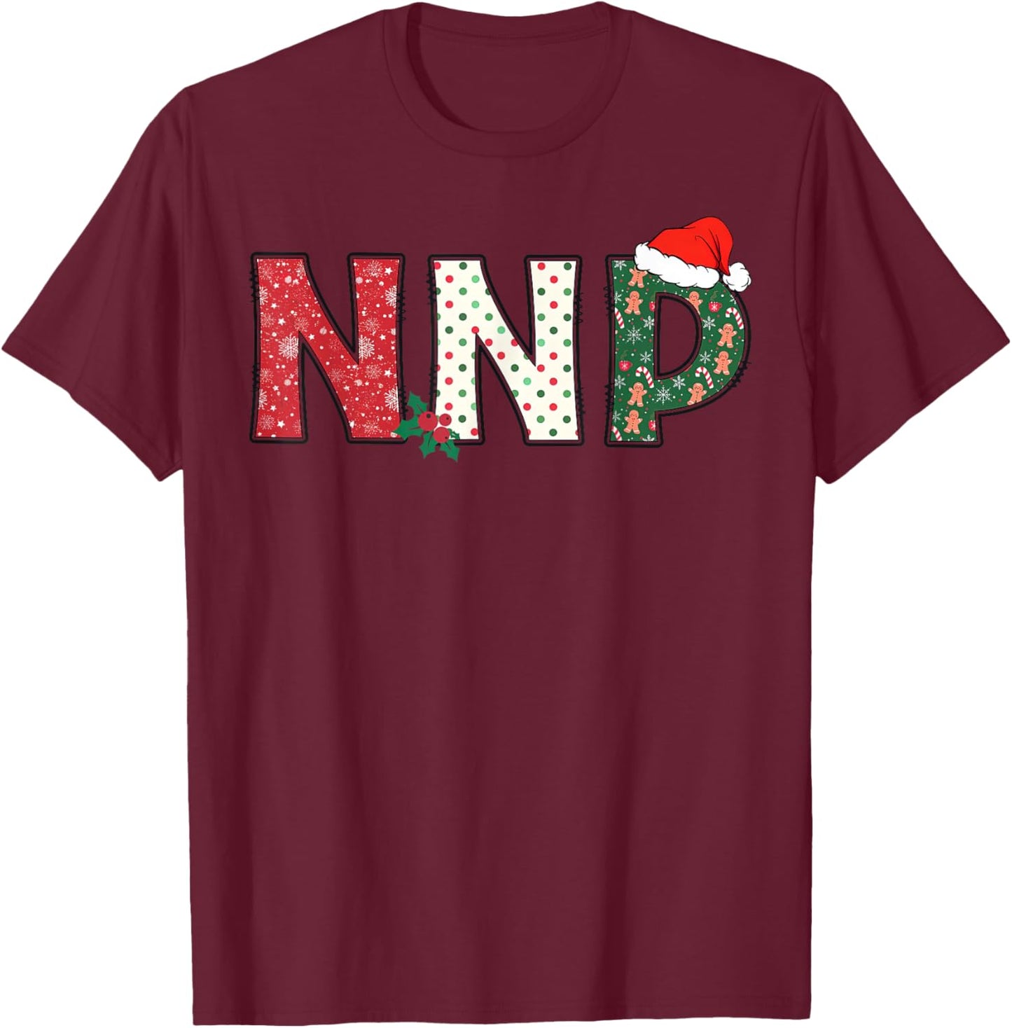 NNP Neonatal Nurse Practitioner Santa Christmas NICU Nurse T-Shirt - T-Shirt | Maroon