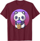 Retro Bubble Tea Shirt Kids Kawaii Panda Boba Gifts Women T-Shirt - T-Shirt | Maroon