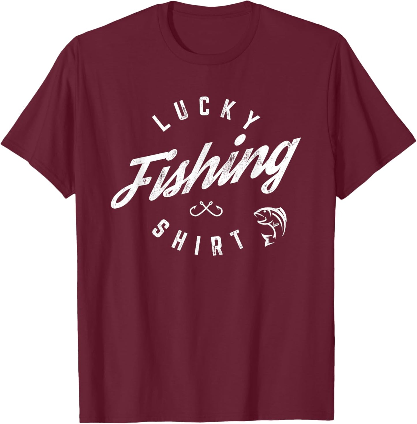 Lucky Fishing Shirt Funny Dad T-Shirt - T-Shirt | Maroon