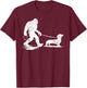 Bigfoot Walking Dachshund Funny Wiener Dog Dad Gifts T-Shirt - T-Shirt | Maroon