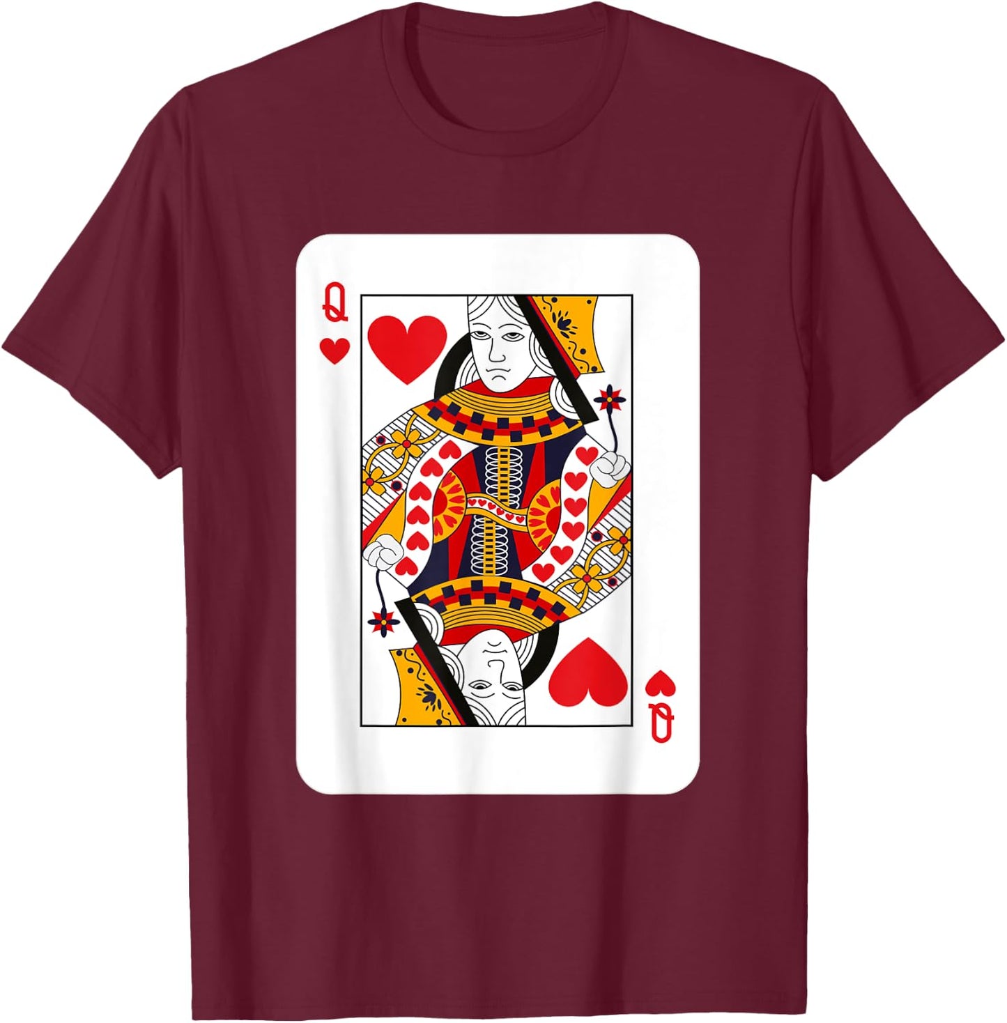 Queen of Hearts Playing Cards Halloween Costume Deck Cards T-Shirt - T-Shirt | Maroon