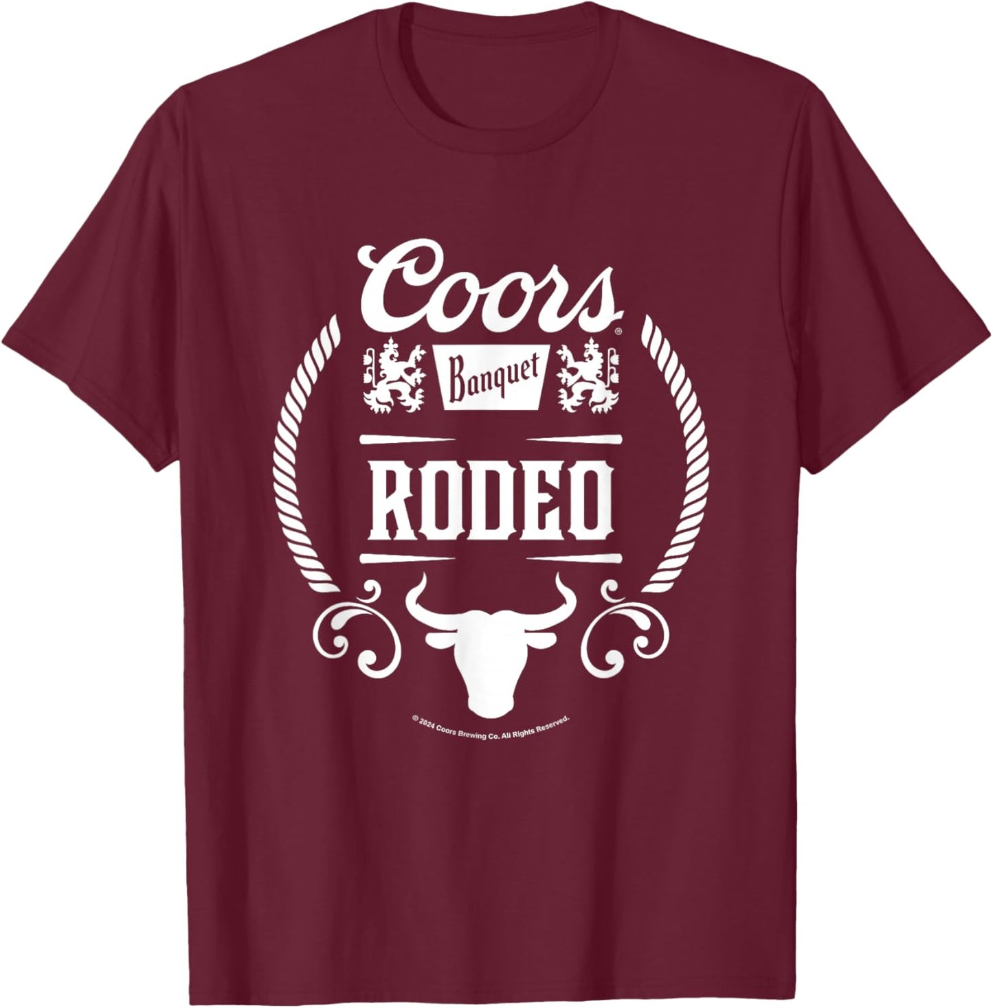 Coors Banquet Rodeo Bull Silhouette Vintage Logo T-Shirt - T-Shirt | Maroon