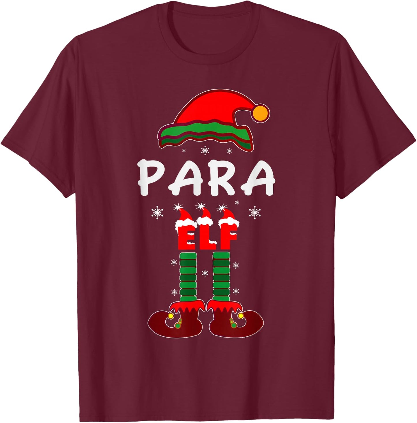 Paraprofessional Elf Matching Group Christmas Pajama T-Shirt - T-Shirt | Maroon