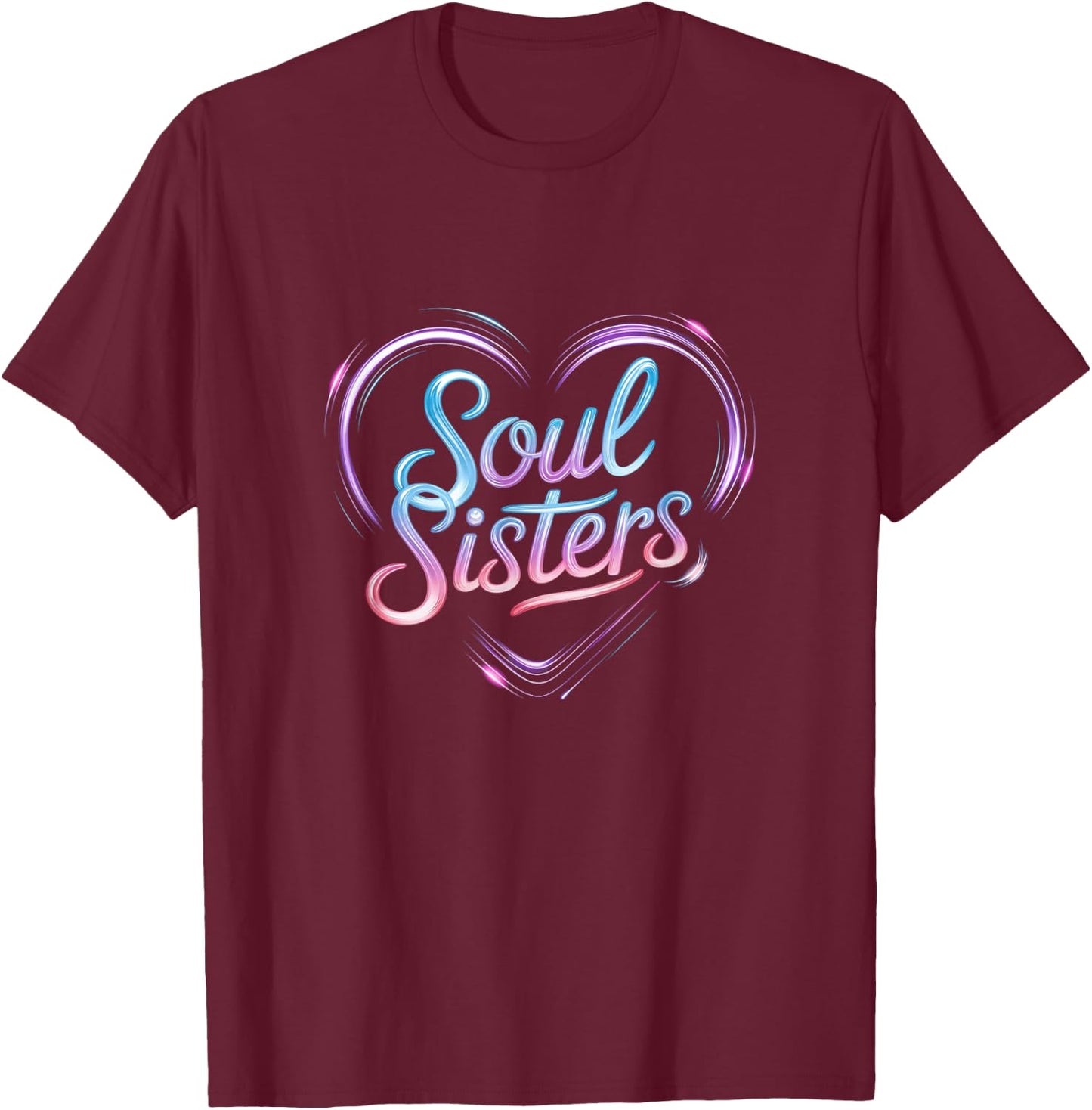 Vibrant Soul Sisters Heart Design T-Shirt - T-Shirt | Maroon