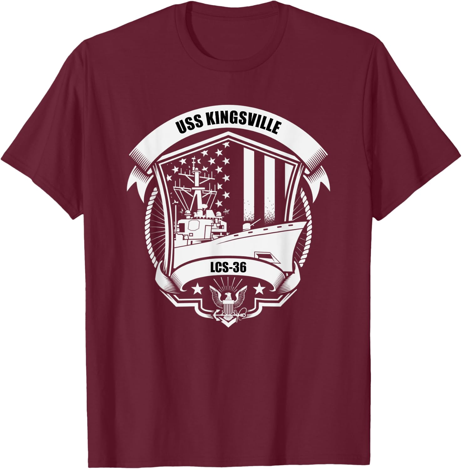 USS Kingsville LCS-36 T-Shirt - T-Shirt | Maroon