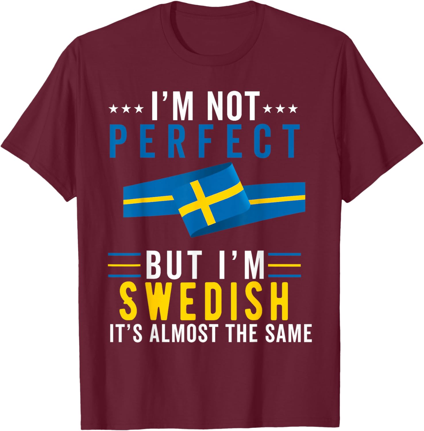 Swedish Flag Sweden Men Women Sverige Svenska Souvenirs T-Shirt - T-Shirt | Maroon