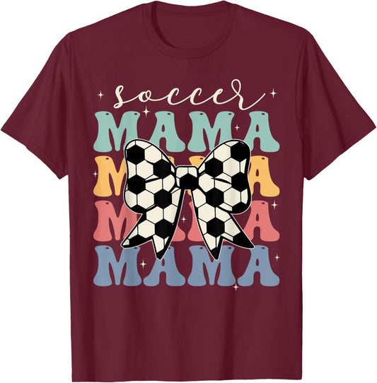 Soccer Mama Retro Groovy Soccer Softball Mom T-Shirt - T-Shirt | Maroon
