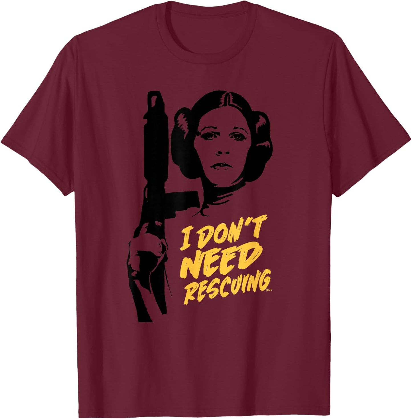 Star Wars Princess Leia Escape I Don't Need Rescuing T-Shirt - T-Shirt | Maroon