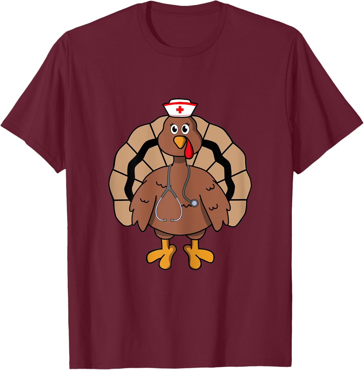 Nurse Scrub Thanksgiving Turkey Nurse T-Shirt - T-Shirt | Maroon