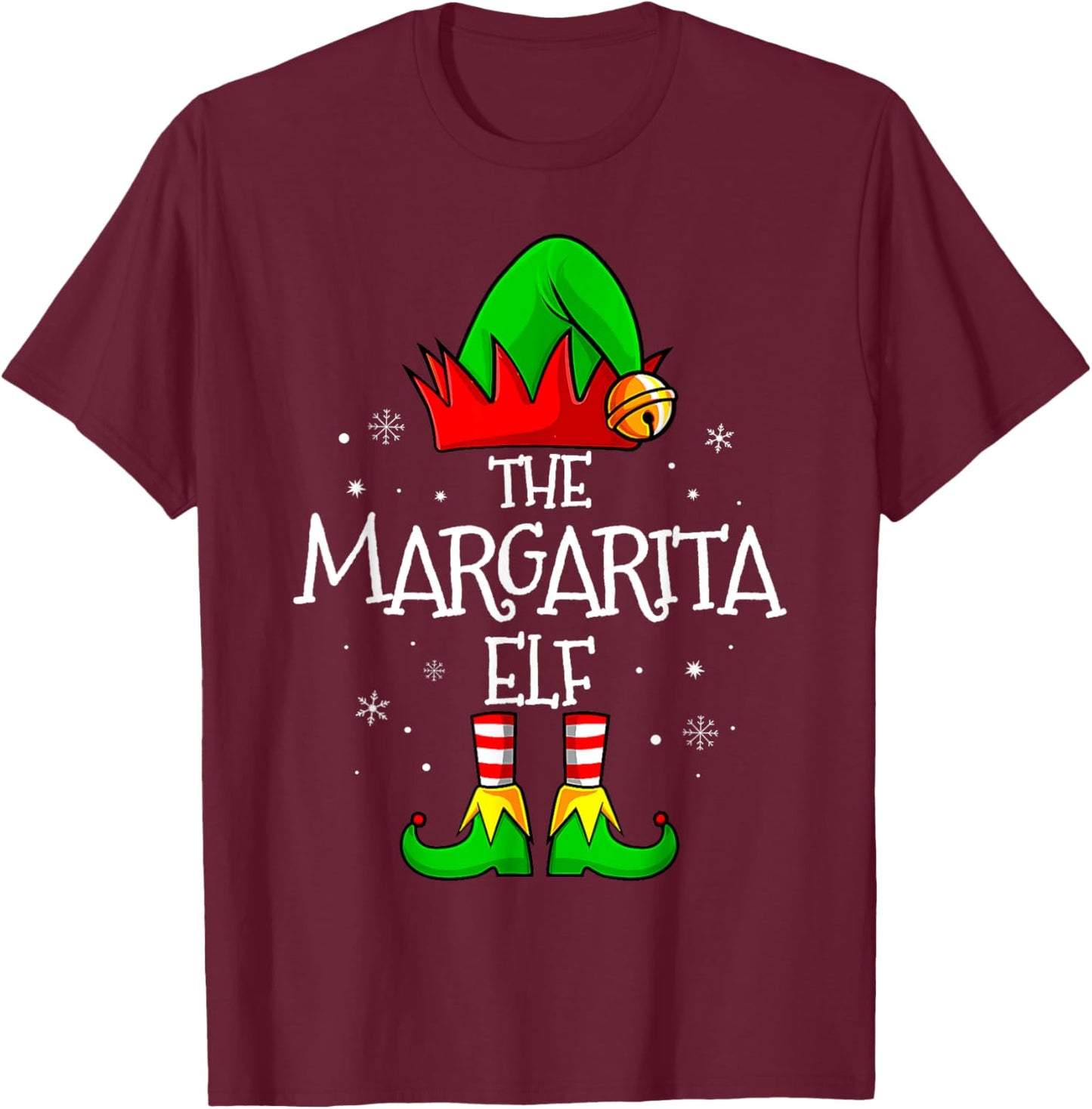 The Margarita Elf Matching Family Christmas T-Shirt - T-Shirt | Maroon