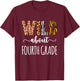 Wild About Fourth Grade Teacher Safari Animals Leopard Print Men Women Kids T-Shirt - T-Shirt | Maroon
