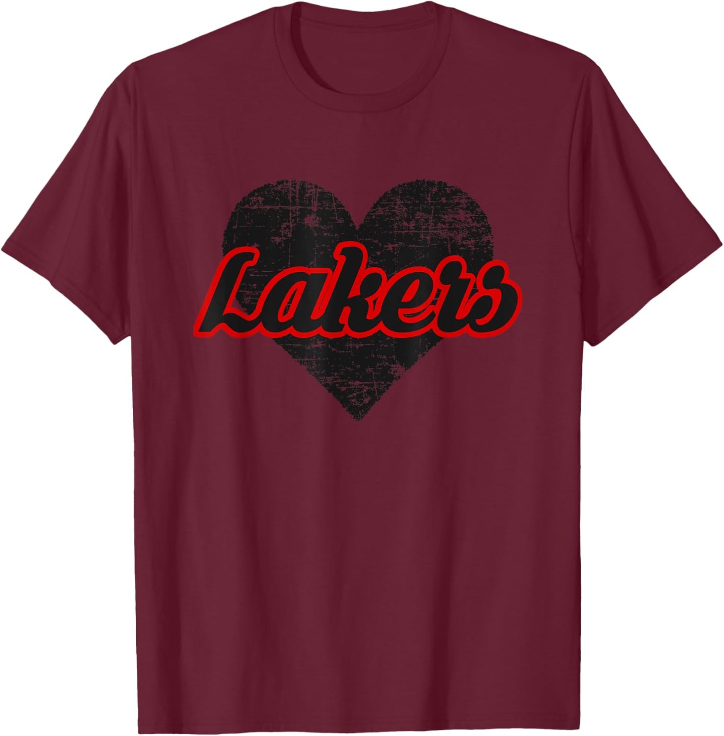 Indian Lake Lakers Over Heart T-Shirt - T-Shirt | Maroon