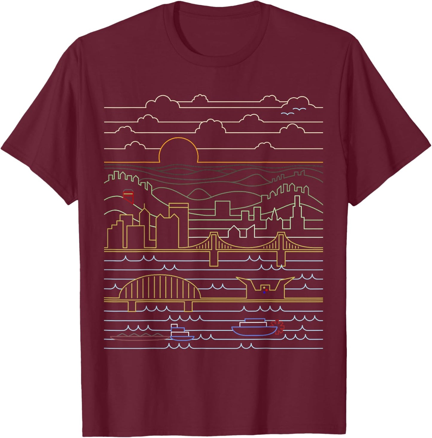 Vintage Retro Pittsburgh Skyline 412 Pittsburgh Pennsylvania T-Shirt - T-Shirt | Maroon