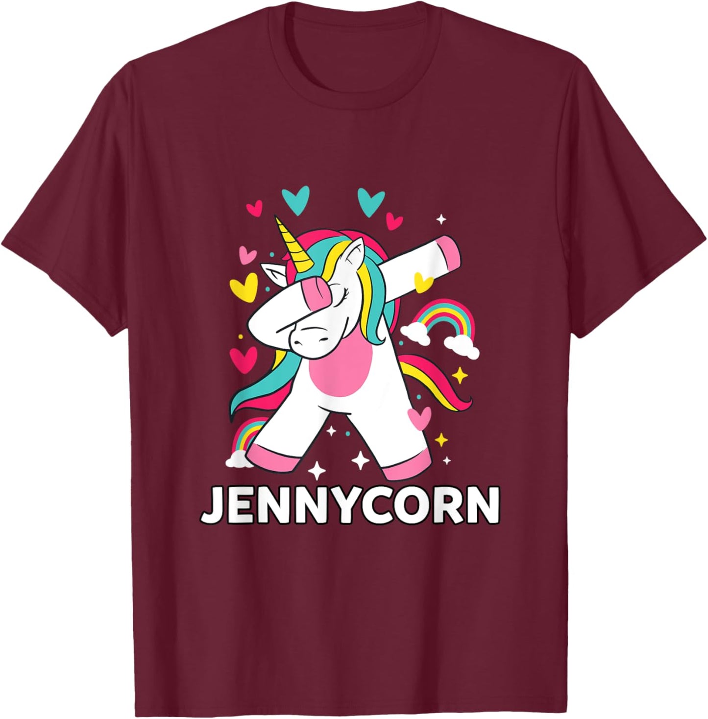 Jennycorn Personalized Name Dabbing Unicorn Jenny T-Shirt - T-Shirt | Maroon