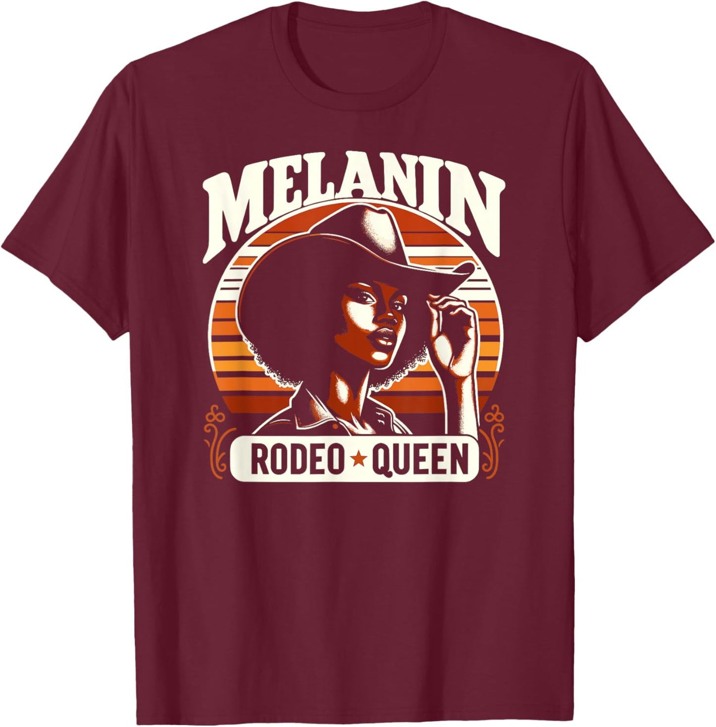 African American Cowgirl, Vintage Melanin Rodeo Queen T-Shirt - T-Shirt | Maroon