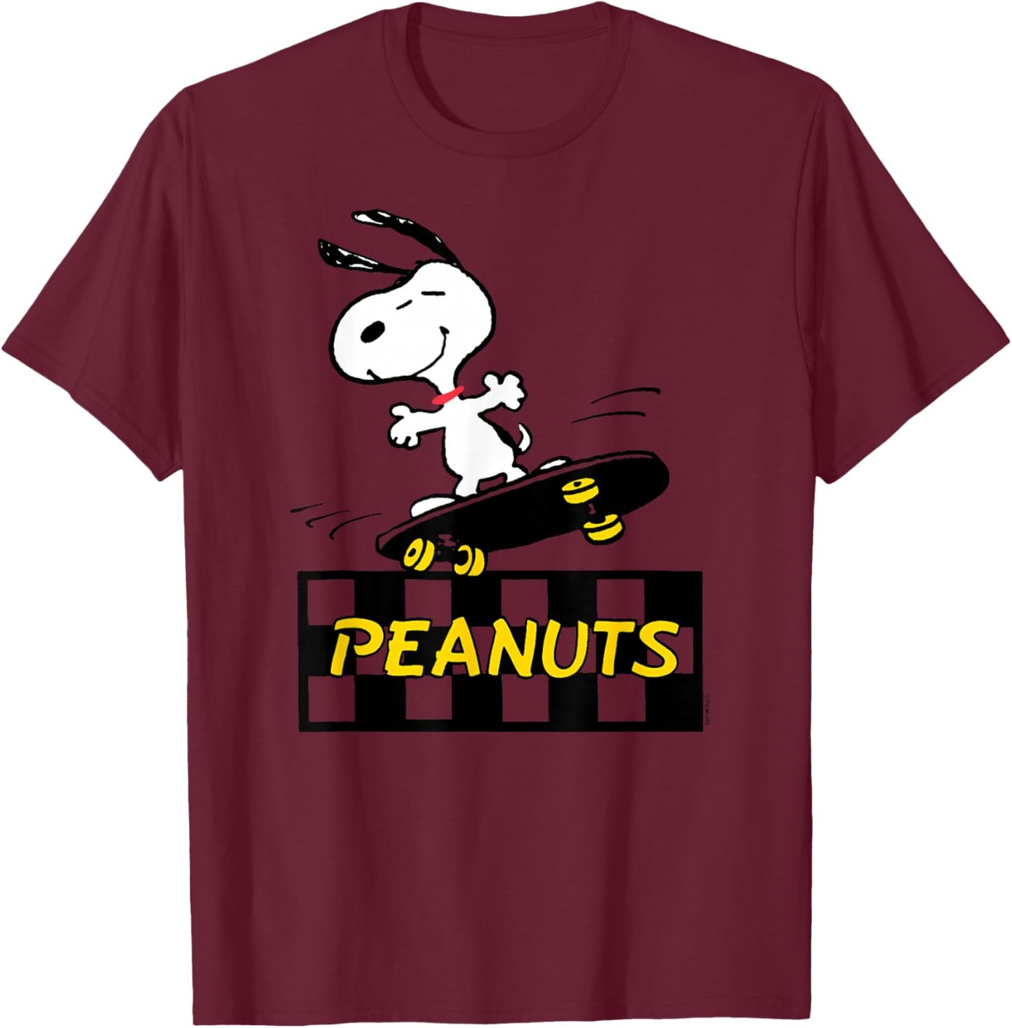 Peanuts Snoopy Skater Logo T-Shirt - T-Shirt | Maroon