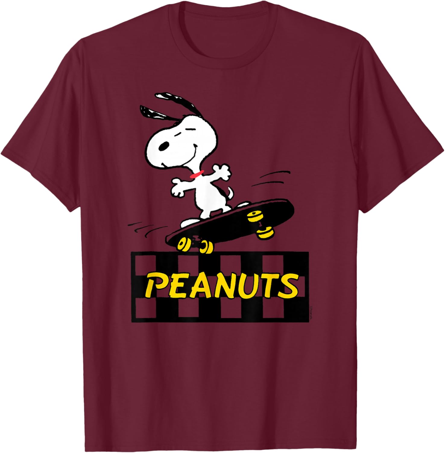 Peanuts Snoopy Skater Logo T-Shirt - T-Shirt | Maroon
