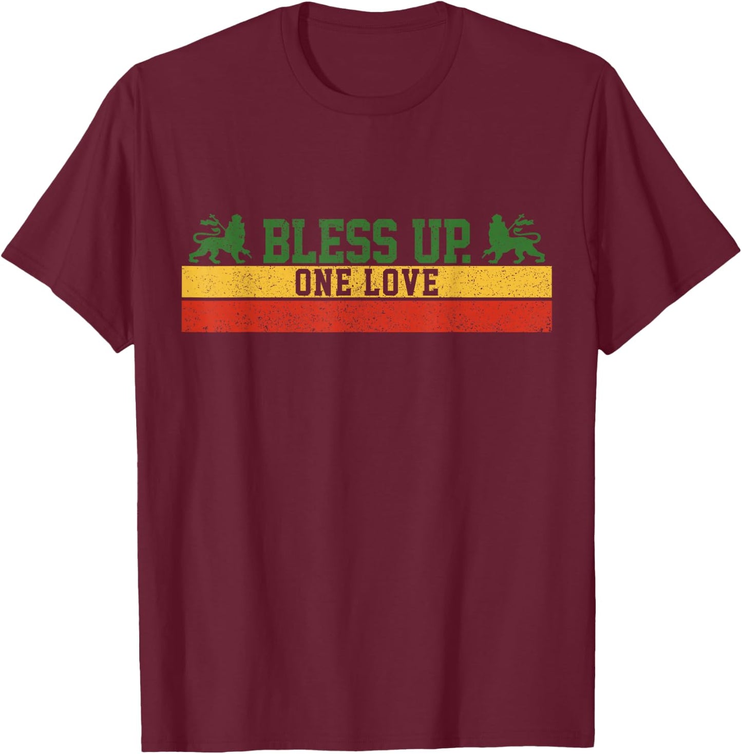 Rastafari Bless Up Reggae Music Rasta Lion Of Judah Gift T-Shirt - T-Shirt | Maroon