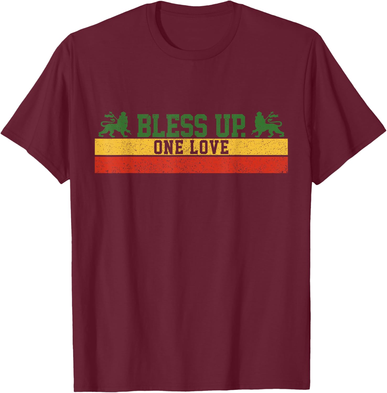 Rastafari Bless Up Reggae Music Rasta Lion Of Judah Gift T-Shirt - T-Shirt | Maroon