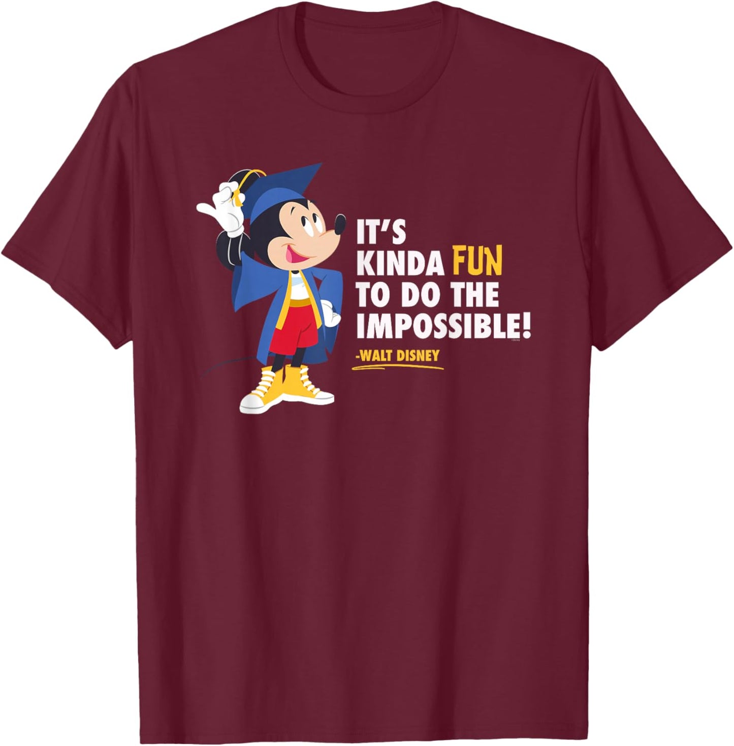 Disney Mickey Mouse Graduation New Grad Do The Impossible T-Shirt - T-Shirt | Maroon