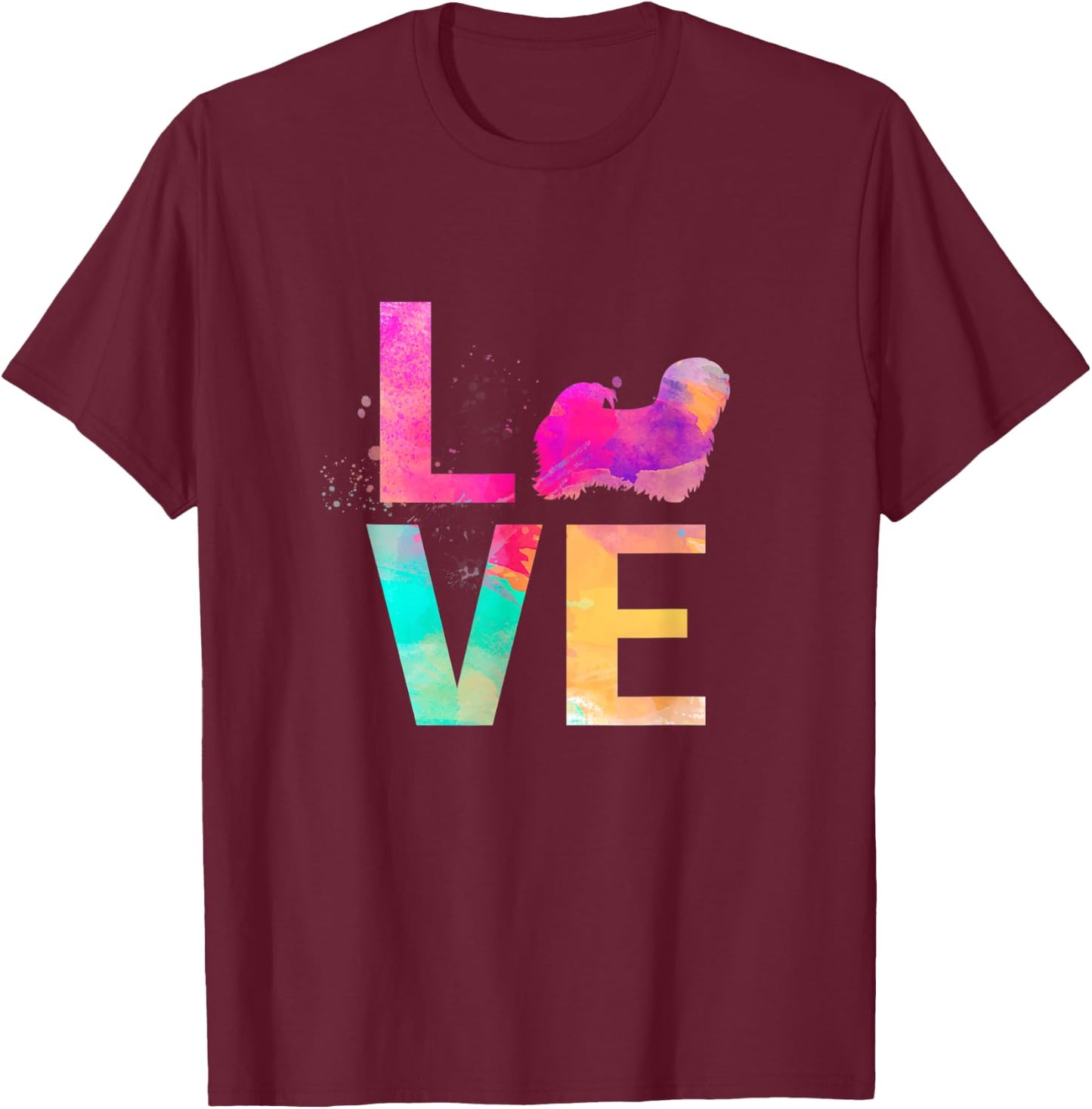 Colorful Lhasa Apso Dog Mom Gifts Lhasa Apso Men Women Kids T-Shirt - T-Shirt | Maroon