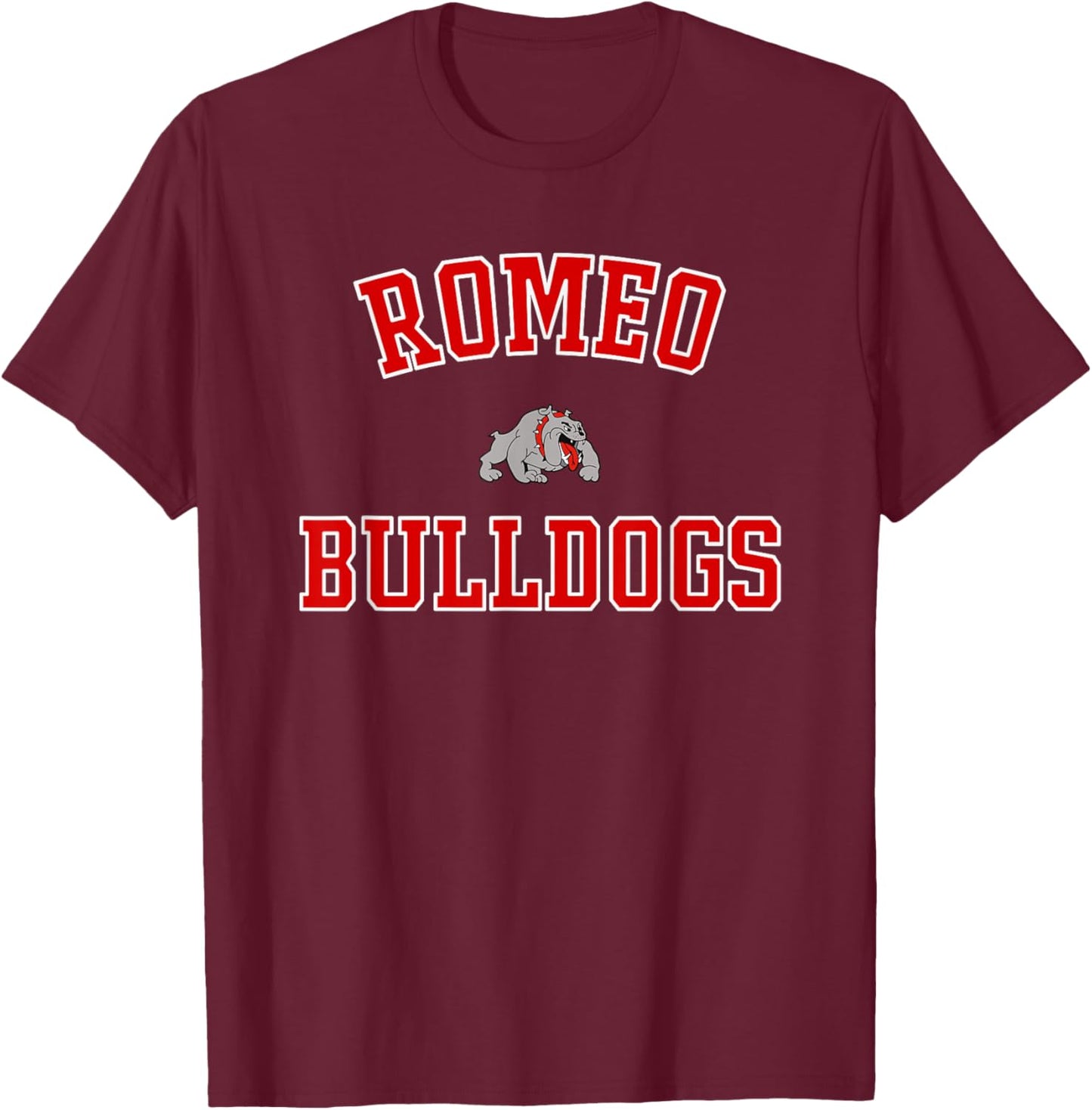Romeo Bulldogs Logo Varsity HS T-Shirt - T-Shirt | Maroon