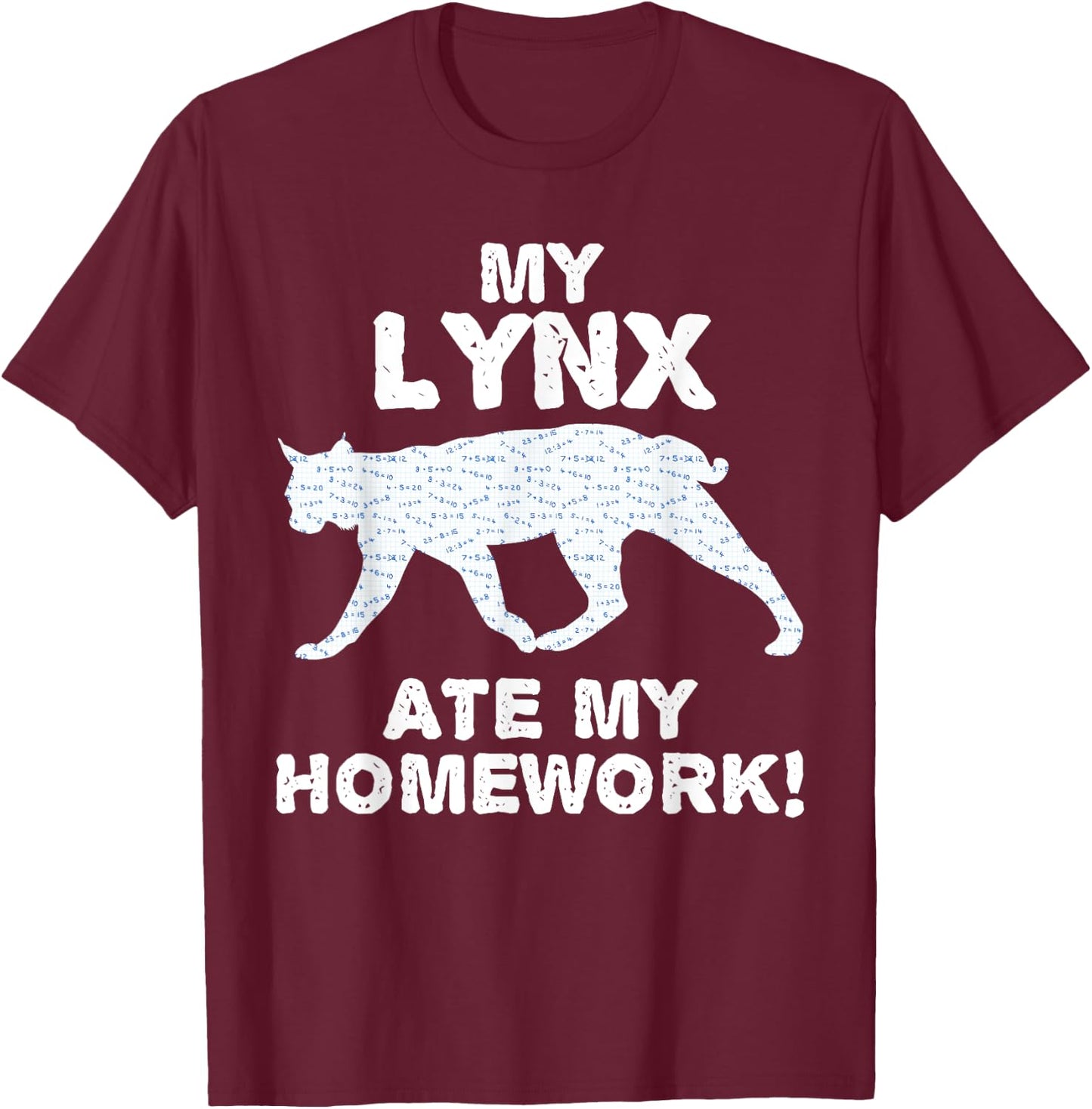 My Lynx Ate My Homework Bobcat Caracal Back To School Kid T-Shirt - T-Shirt | Maroon