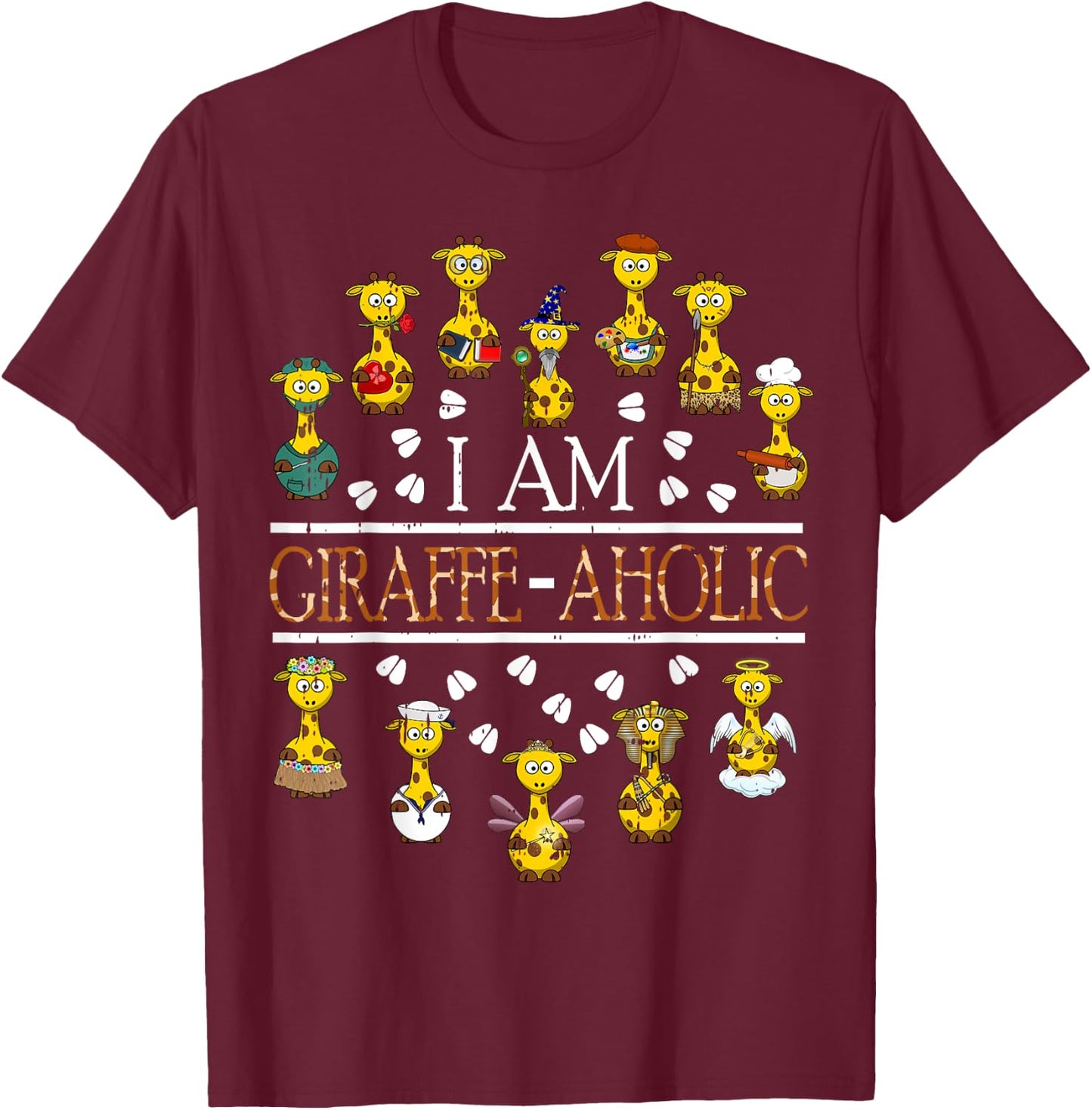 Giraffe Aholic Animal Wildlife Safari Giraffe Lover Gift T-Shirt - T-Shirt | Maroon